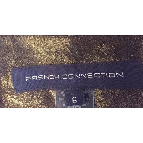 FRENCH CONNECTION Sz 6 Faux Wrap Metallic Blouse - Picture 5 of 7